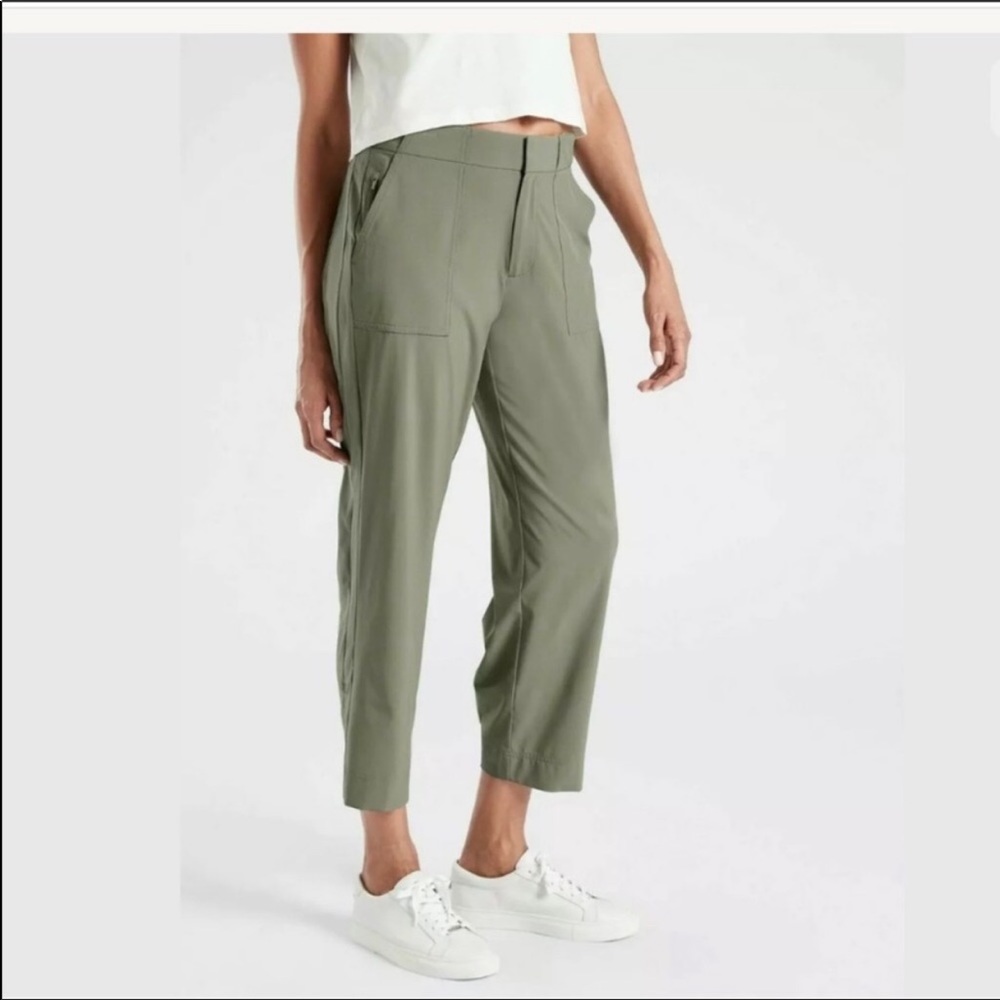 Athleta Tribeca Utility Crop Pants Laurel Olive